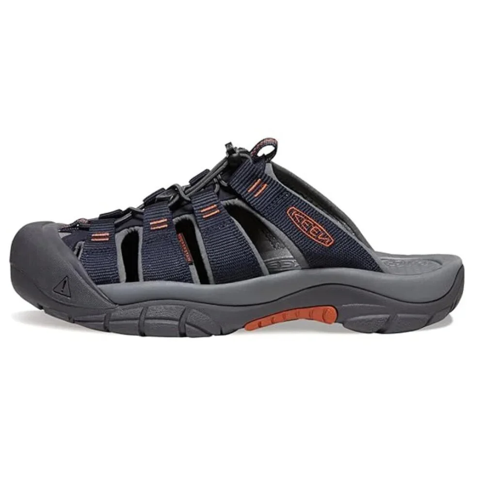 NEW KEEN Men's Newport Closed Toe Slip On Slide Sandals Sky Captain/Bombay Brown